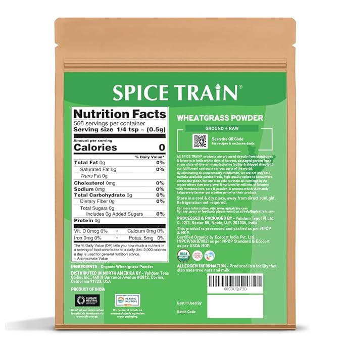 HANDPICK USDA Organic Wheatgrass Powder (10oz) Rich Green Powder - Lab Tested | 100% Whole Leaf | Gluten Free, Non-GMO | No Sugar, No Artificial Ingredients | Resealable Ziplock Pouch