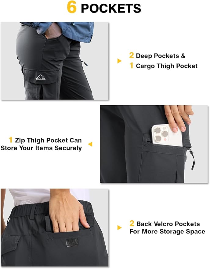 TBMPOY Women's Hiking Cargo Pants Lightweight Water Resistant Quick Dry Fishing Camping Travel Work Pant with 6 Pockets