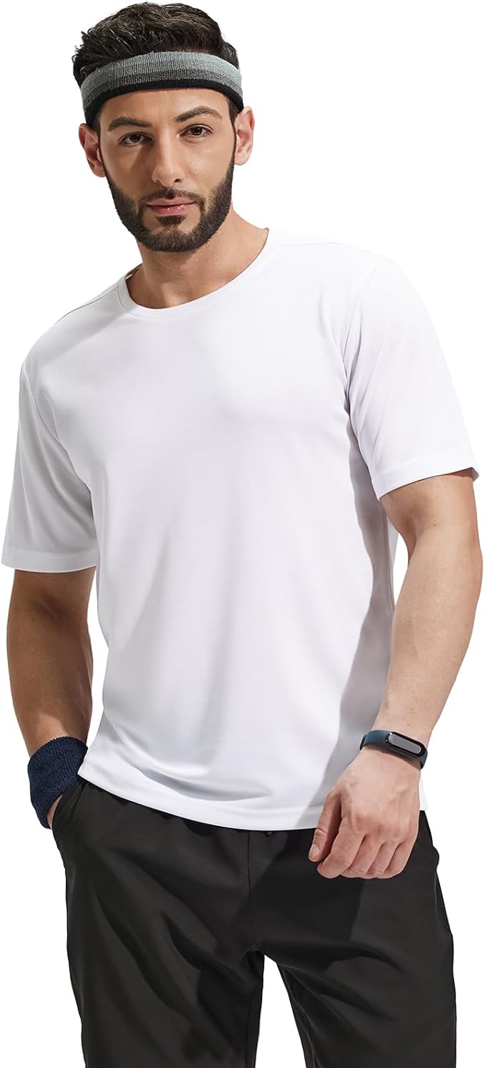 MIER Men's Quick Dry Workout Shirts Moisture Wicking Running Athletic Performance T-Shirts Recycled Polyester Top Tee