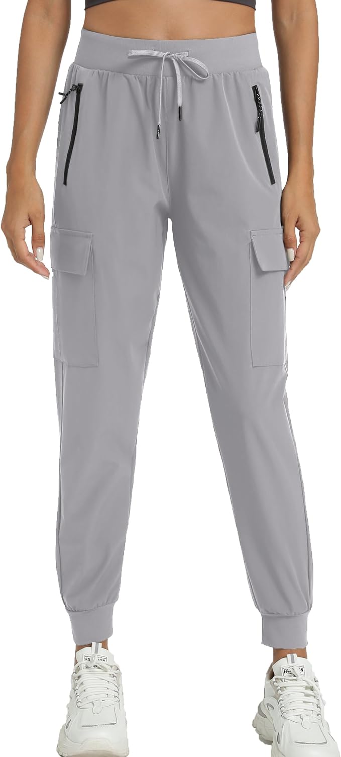 Kcutteyg Womens Water Resistant Hiking Pants with Pockets Quick Dry Soft Athletic Workout Joggers Pants for Camping Travel