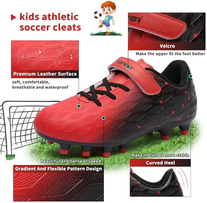 Hanani Boys Soccer Cleats Kids Girls FG/AG Soccer Athletics Sport Shoes Training Shoes Running Shoes Teenager Indoor Outdoor Football Shoes Sneakers for Unisex