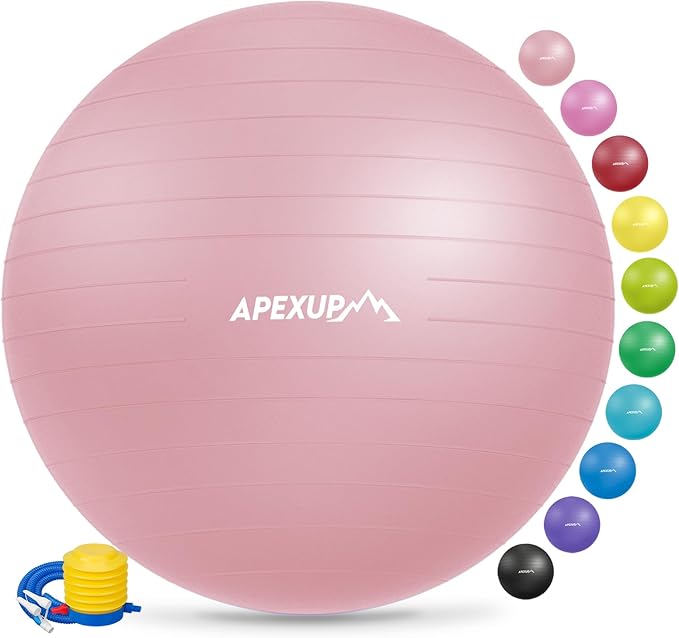 APEXUP Yoga & Pilates Ball - Anti Slip Heavy Duty Gym Ball for Fitness, Balance & Core Workout