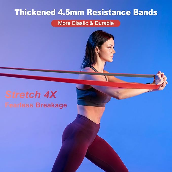 Resistance Bands, Pull Up Bands, Workout Bands for Exercise, Thick Heavy Resistance Band Set with Door Anchor, Elastic Bands for Body Stretching, Crossfit Training at Home/Gym Men & Women Women
