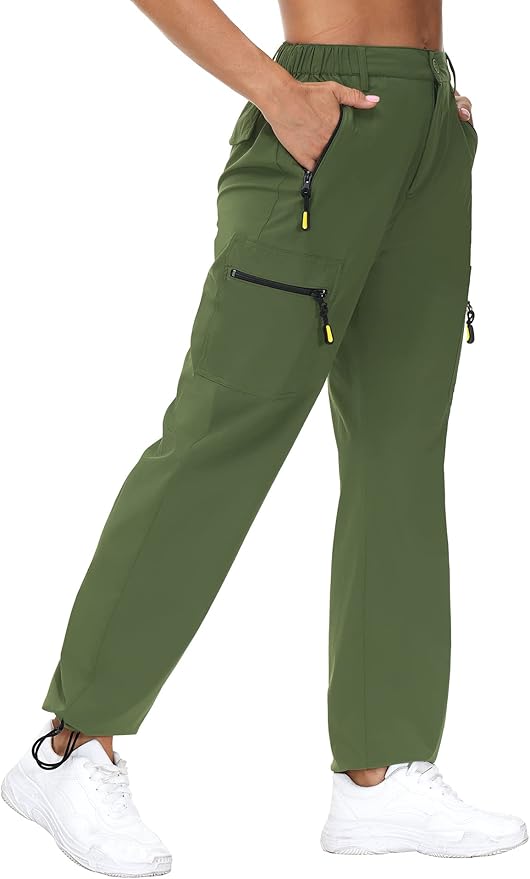 VVK Women's Hiking Cargo Pants Lightweight Quick Dry Outdoor Athletic Pants Camping Climbing Golf Zipper Pockets