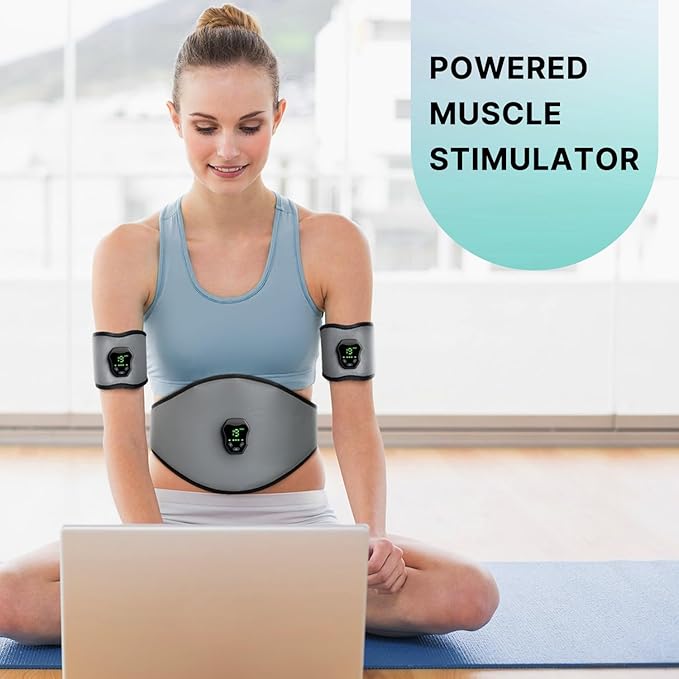 NEWPINE Fitness Belt, Powered Muscle Stimulator for Home Use, for Muscle Conditioning Grey