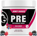 Honey Badger Pre Workout Powder, Keto Vegan Preworkout for Men & Women, Beta Alanine & Caffeine, Sugar Free Natural Energy Supplement, Wild Berry, 30 Servings