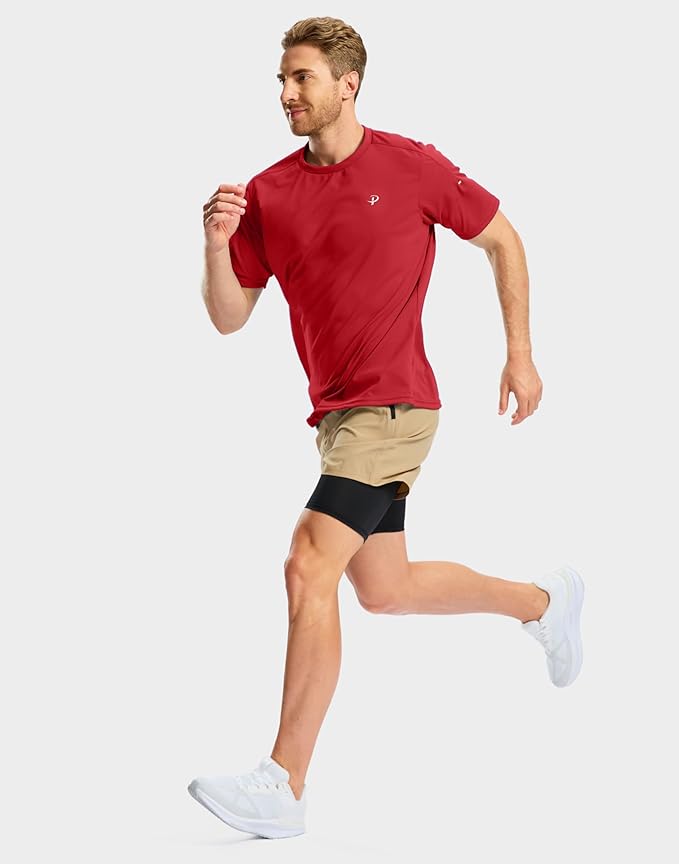 Pudolla Men's Workout Running T-Shirts Lightweight Quick Dry Athletic Gym Shirts for Men Short Sleeve Sport Tee Tops