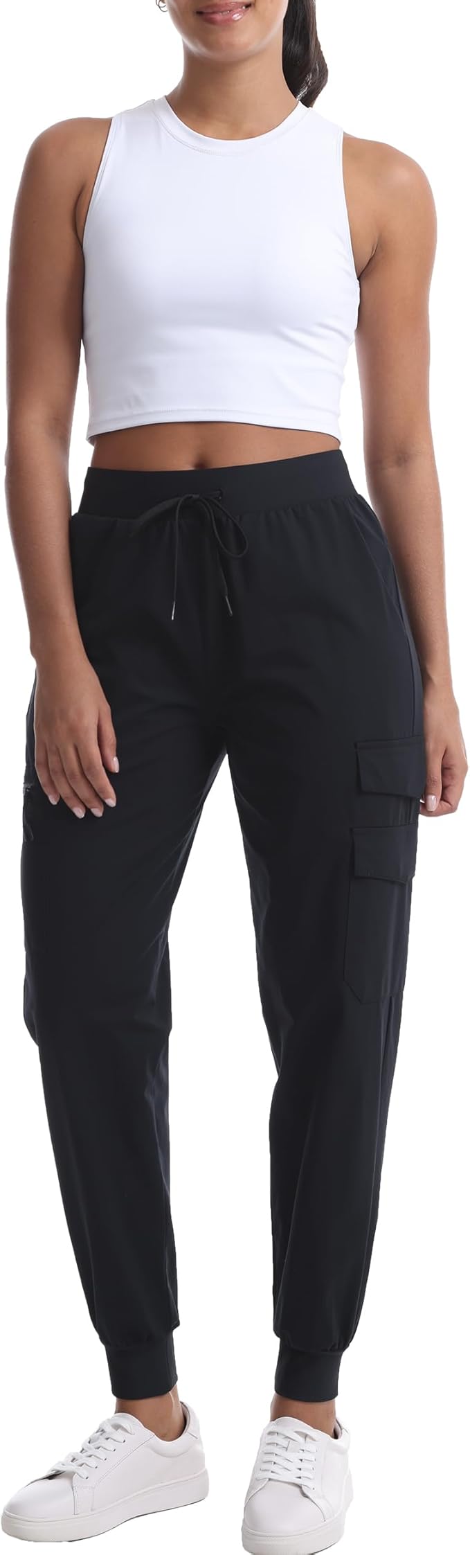 Women's Lightweight Hiking Joggers with Pockets - Water Resistant Cargo Pants for Outdoor Workouts Camping