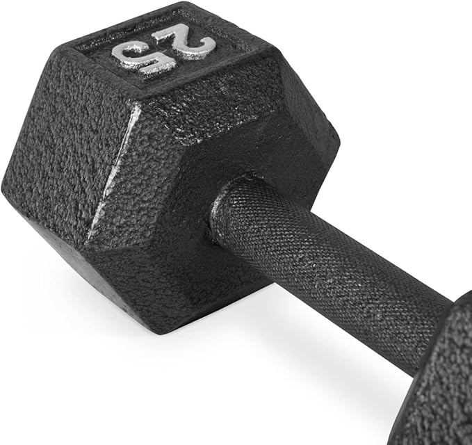 WF Athletic Supply Cast Iron Solid Hexagon Gray/Black Dumbbells, Strength Training Free Weights Set of 2 for Women and Men, Hand Weights Sold by Pairs, Multi-Select Size Options Available