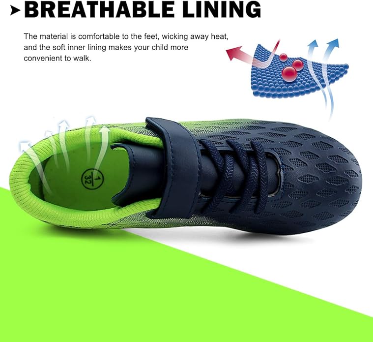 brooman Kids Firm Ground Soccer Cleats Boys Girls Athletic Outdoor Football Shoes