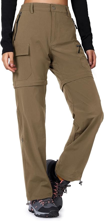 Cycorld Women's-Hiking-Pants-Convertible Quick-Dry-Stretch-Lightweight Zip-Off Outdoor Pants with 5 Deep Pockets