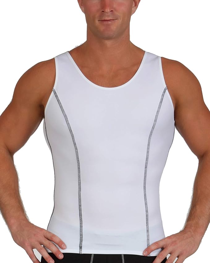 Insta Slim -Made in USA- Compression Tank-Top Shapewear for Men. Tummy Control Slimming Body-Shaper for Belly & Back Support