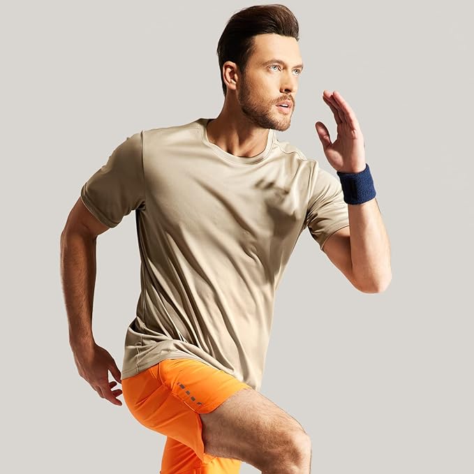 MIER Men's Quick Dry Workout Shirts Moisture Wicking Running Athletic Performance T-Shirts Recycled Polyester Top Tee