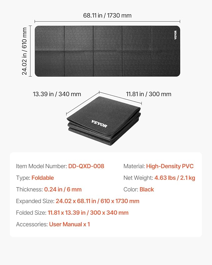 VEVOR Treadmill Mat for Carpet Floor, Exercise Equipment Mat for Treadmills, Stationary & Recumbent Bikes, High Density PVC Floor Protector Gym Mats, Waterproof and Non-Slip for Home Gym