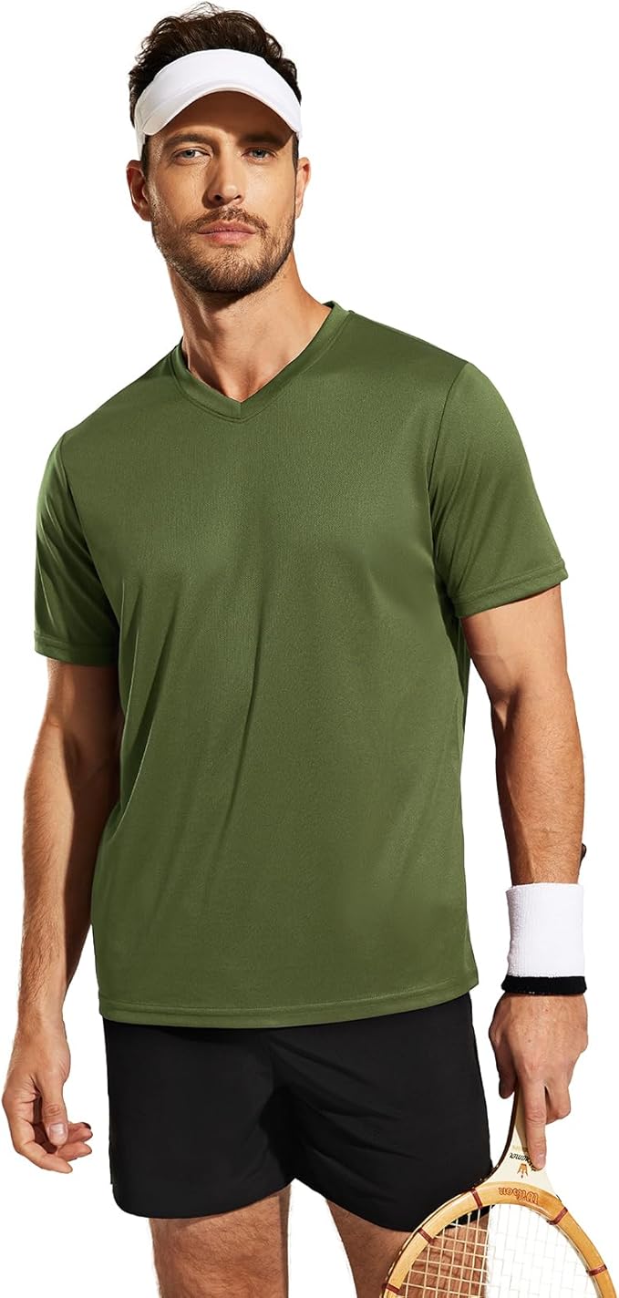 MIER Men's Quick Dry Workout Shirts Moisture Wicking Running Athletic Performance T-Shirts Recycled Polyester Top Tee
