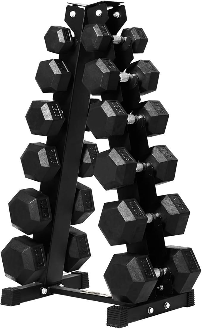 RITFIT 300/350/450/650/180/200/210 LB Rubber Hex Dumbbells Set with Optional Dumbbell Rack, Multi Weight Set to Choose, Ideal for Home Gym and Fitness