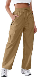 Hiking Pants Women Lightweight Cargo Pants Quick Dry Water Resistant Outdoor Travel Pants with Zipper Pockets