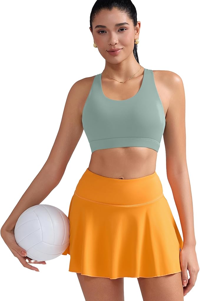 RUNNING GIRL Sports Bra for Women, Criss-Cross Back Padded Strappy Sports Bras Medium Support Yoga Bra with Removable Cups