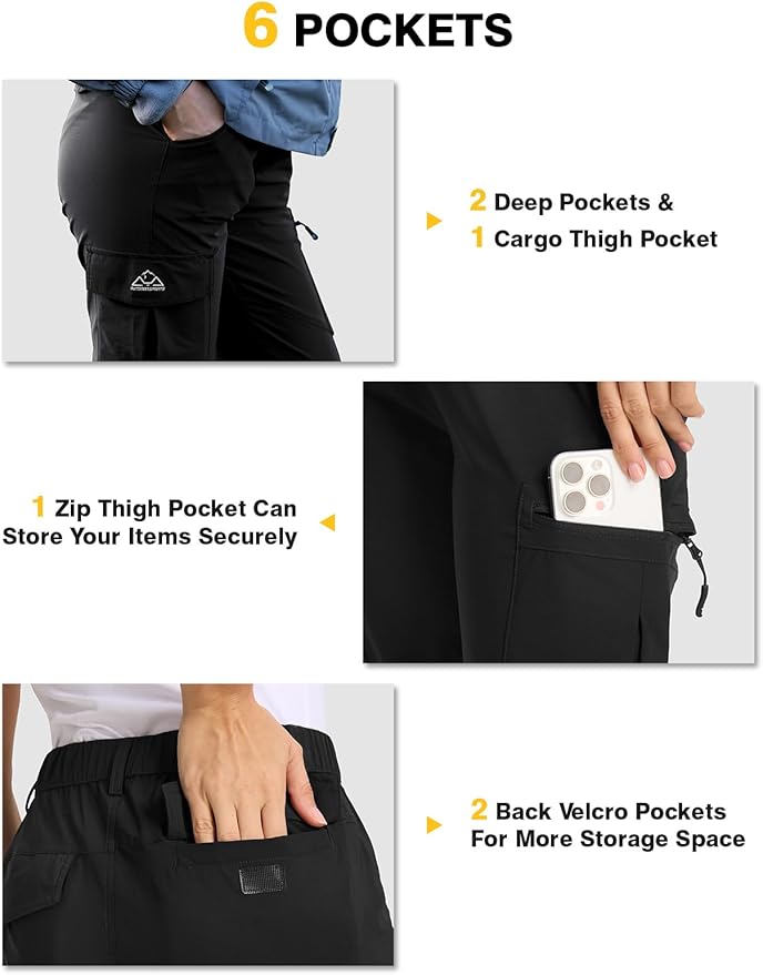 TBMPOY Women's Hiking Cargo Pants Lightweight Water Resistant Quick Dry Fishing Camping Travel Work Pant with 6 Pockets