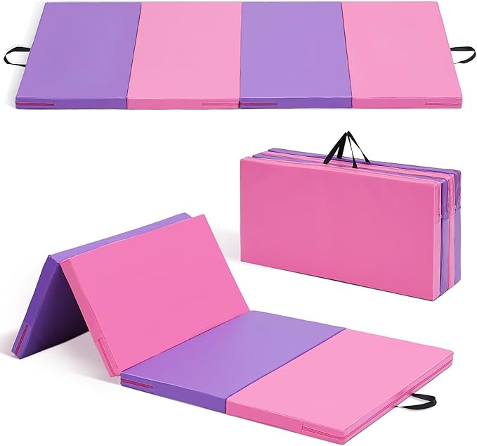 ZENOVA Gymnastics Mat 6'x3'x2''/4'x8'x2'' Exercise Mat Gym Mat for Home Aerobics Workout Foldable Tumbling Mat Children Gifts