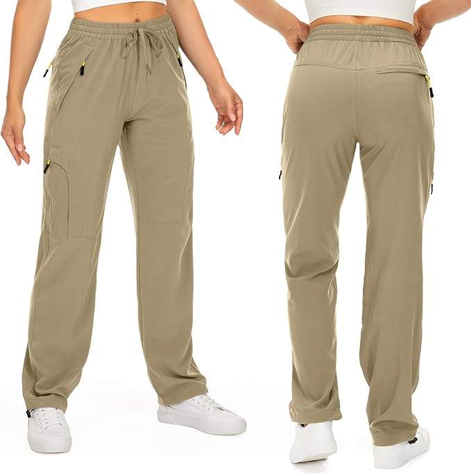 Womens Hiking Pants Quick Dry UPF 50 Lightweight Travel Golf Cargo Safari Pants Zipper Pockets