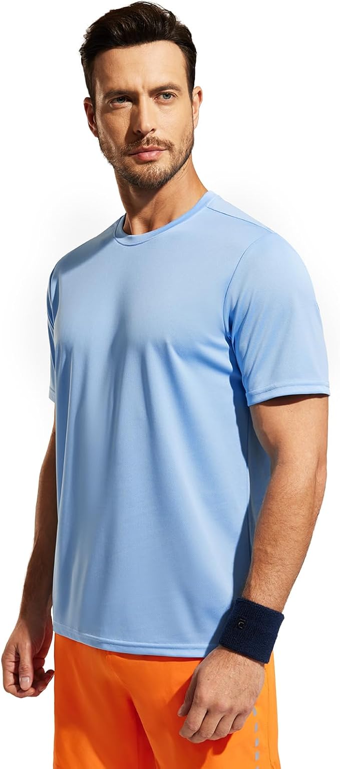 MIER Men's Quick Dry Workout Shirts Moisture Wicking Running Athletic Performance T-Shirts Recycled Polyester Top Tee