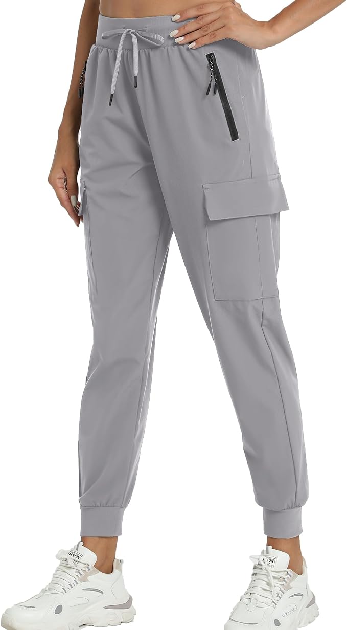 Kcutteyg Womens Water Resistant Hiking Pants with Pockets Quick Dry Soft Athletic Workout Joggers Pants for Camping Travel