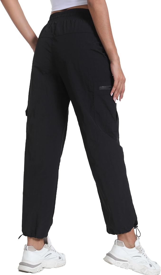 Women's Lightweight Hiking Joggers with Pockets - Water Resistant Cargo Pants for Outdoor Workouts Camping