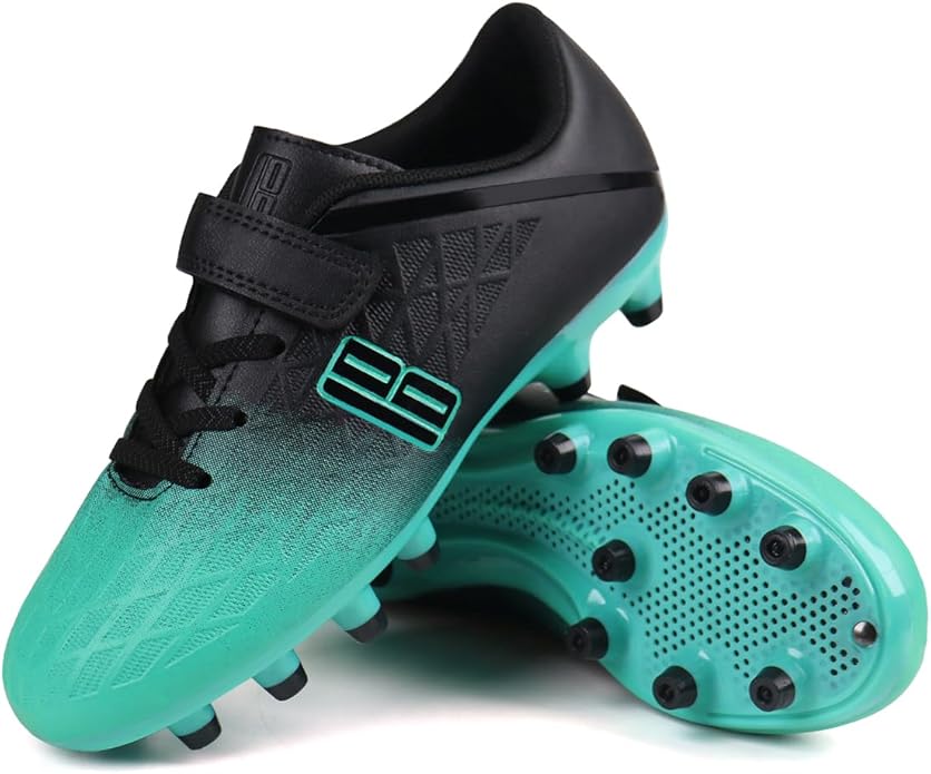 brooman Kids Firm Ground Soccer Cleats Boys Girls Athletic Outdoor Football Shoes