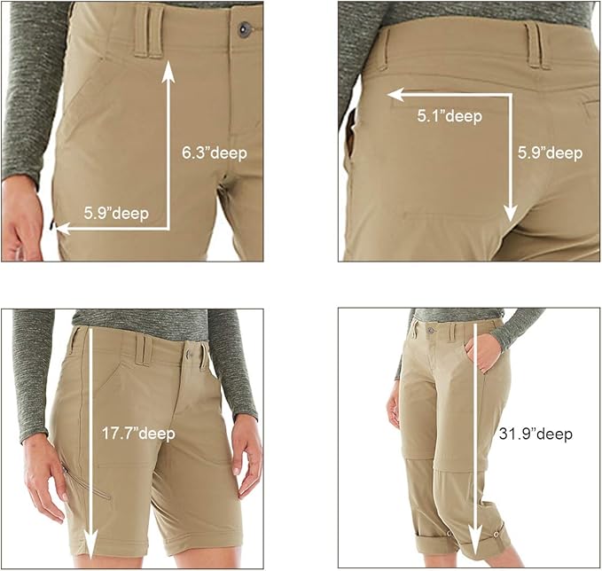 Women's Hiking Pants Convertible Zip Off Lightweight Quick Dry Outdoor Travel Camping Safari fising Pants