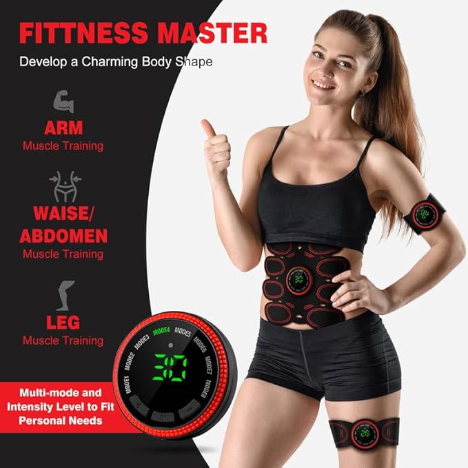 Electronic Muscle Stimulator, Abs Stimulator Muscle Toner, Ab Machine Trainer USB Rechargeable Gear for All Body, Fitness Strength Training Workout Equipment for Men and Women H9
