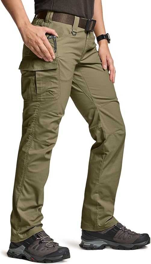 CQR Women's Flex Stretch Tactical Pants, Water Resistant Ripstop Cargo Work Pants with Pockets for Outdoor & Hiking