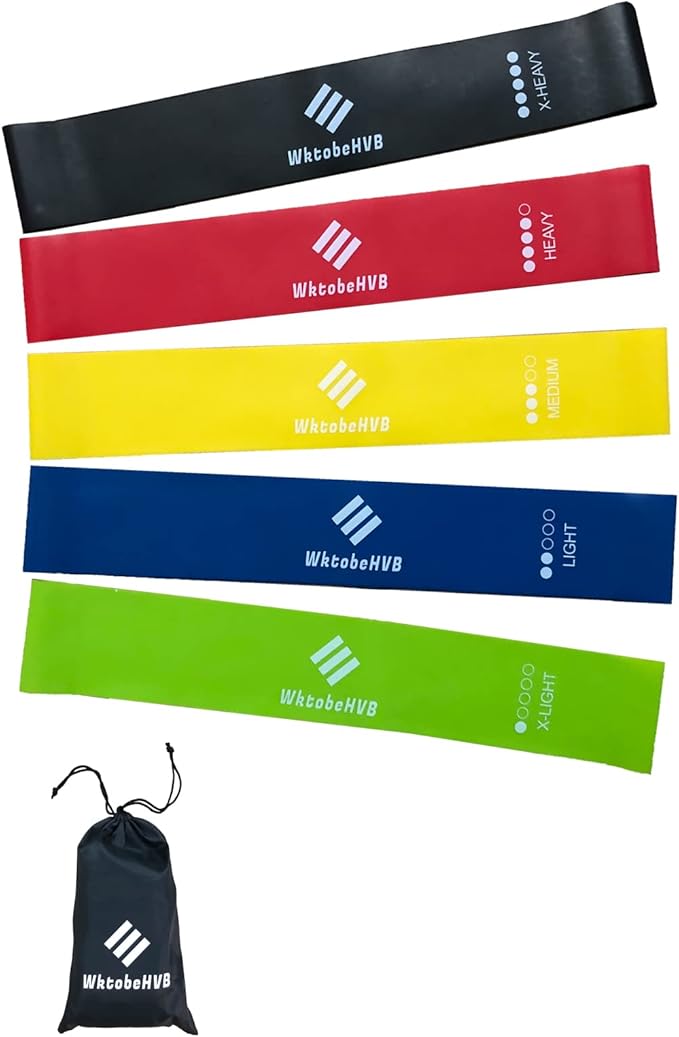 Resistance Loop Exercise Bands-5/10 Pack-10/12 Inch Stretch Bands for Working Out with Carry Bag-Elastic Bands for Physical Therapy, Rehab, Yoga, Pilates and Strength Training at Home or Gym