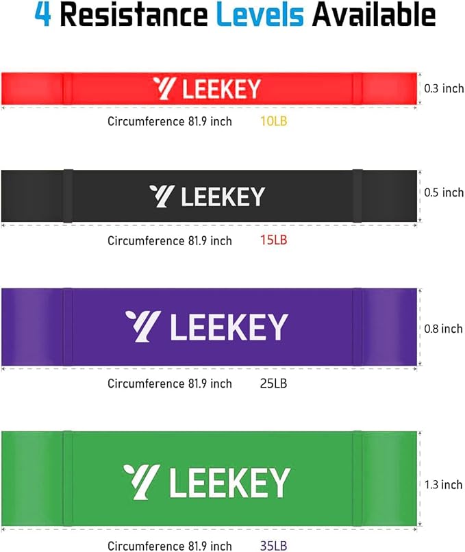 LEEKEY Resistance Bands Set for Pull-Up Assistance & Full-Body Training, Multi-Level Exercise Bands with Bag for Home Workouts, Physical Therapy, Strength Training (Men/Women)