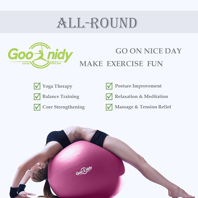 Soft Exercise ball, Anti-Burst Yoga Ball Chair Supports 2200lbs, Workout Equipment w/ Pump for Women Pregnancy, Medicine, Birthing, Physical Therapy, Stability, Excersing, Birth, Swiss, Fitness, Gym