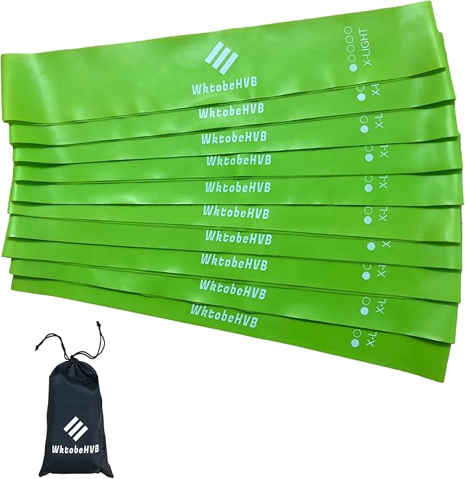 Resistance Loop Exercise Bands-5/10 Pack-10/12 Inch Stretch Bands for Working Out with Carry Bag-Elastic Bands for Physical Therapy, Rehab, Yoga, Pilates and Strength Training at Home or Gym