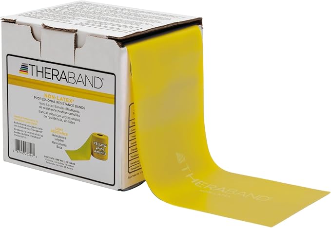 THERABAND Resistance Band 25 Yard Roll, Non-Latex Professional Elastic Stretch Bands for Upper & Lower Body Exercise Workouts, Physical Therapy, Lower Pilates, Flexibility, & Rehab, Dispenser Box