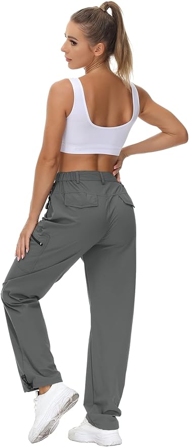 VVK Women's Hiking Cargo Pants Lightweight Quick Dry Outdoor Athletic Pants Camping Climbing Golf Zipper Pockets