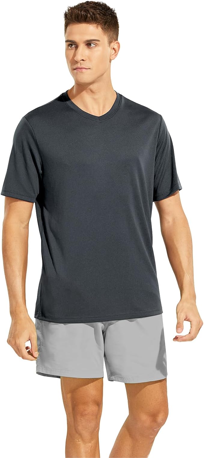 MIER Men's Quick Dry Workout Shirts Moisture Wicking Running Athletic Performance T-Shirts Recycled Polyester Top Tee