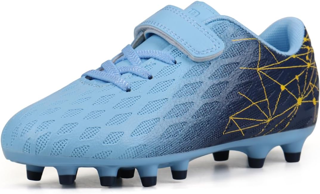 brooman Kids Firm Ground Soccer Cleats Boys Girls Athletic Outdoor Football Shoes