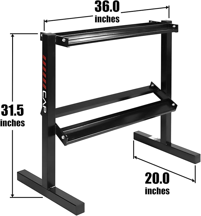WF Athletic Supply Rubber Coated Hex Dumbbell Set with Two Tier Premium Storage Rack Built for Strength Building, Weight Loss & Home Gym – Multiple Sets Available