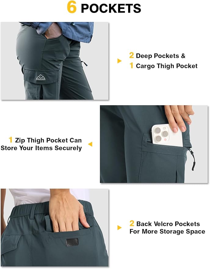 TBMPOY Women's Hiking Cargo Pants Lightweight Water Resistant Quick Dry Fishing Camping Travel Work Pant with 6 Pockets