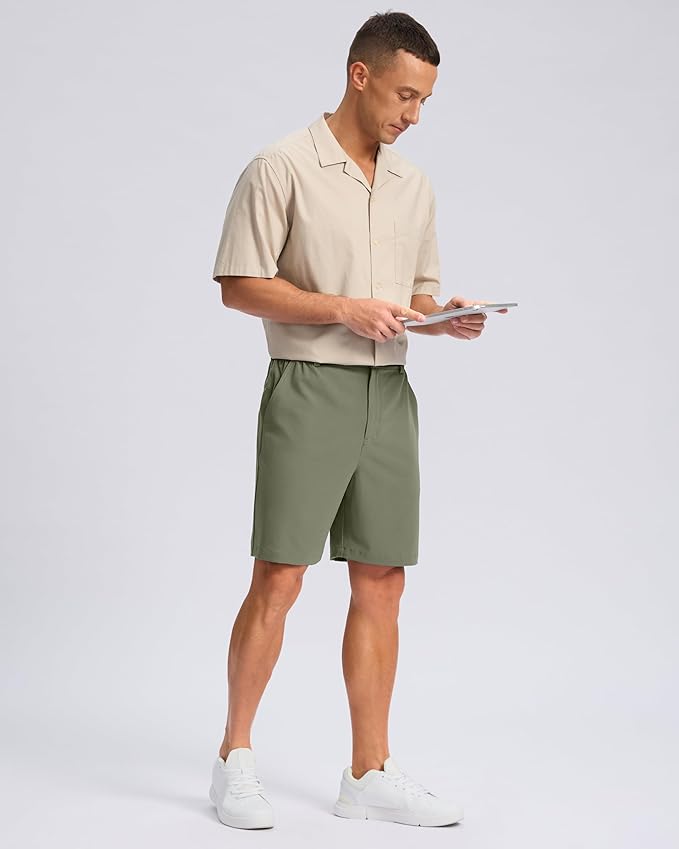 Pudolla Men's Casual Shorts 7"/9" Lightweight Golf Shorts with 3 Pockets Stretch Quick Dry Comfy Work Shorts