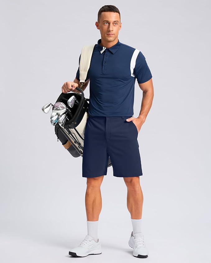 Pudolla Men's Casual Shorts 7"/9" Lightweight Golf Shorts with 3 Pockets Stretch Quick Dry Comfy Work Shorts