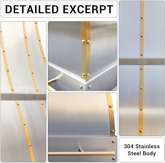 CHETTO C Stainless Steel Range Hood Cover with Quiet Vent Hood Insert Custom Handcrafted Metal Kitchen Fan with Towel Rack LED Light 42"W x21"D x24"H Brushed Stainless Steel Wall Mount
