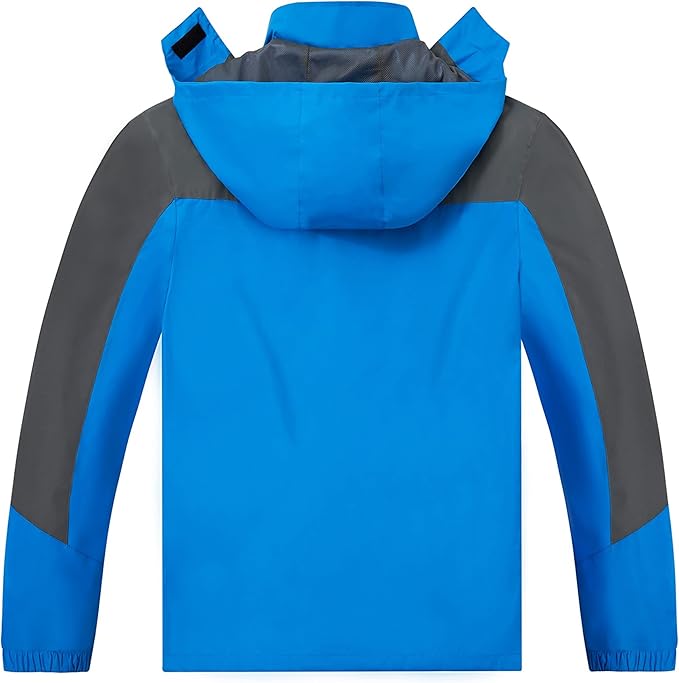 TEZO Mens Rain Jacket Waterproof with Hooded Hiking Coat Lightweight Windbreaker
