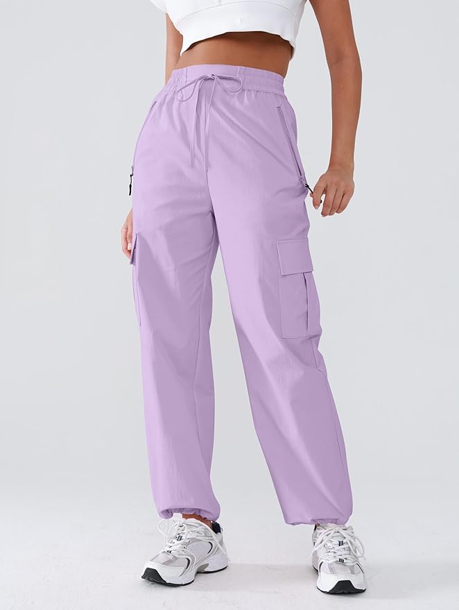 Hiking Pants Women Lightweight Cargo Pants Quick Dry Water Resistant Outdoor Travel Pants with Zipper Pockets