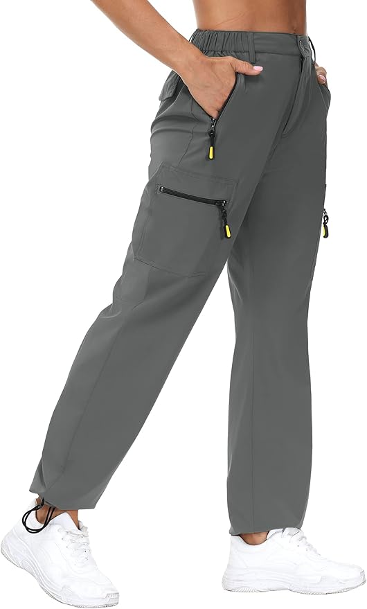 VVK Women's Hiking Cargo Pants Lightweight Quick Dry Outdoor Athletic Pants Camping Climbing Golf Zipper Pockets