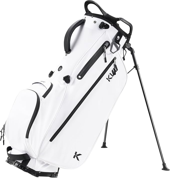 KVV Lightweight Golf Stand Bag with 7 Way Full-Length Dividers, 5 Zippered Pockets, Automatically Adjustable Dual Straps，Elegant Design