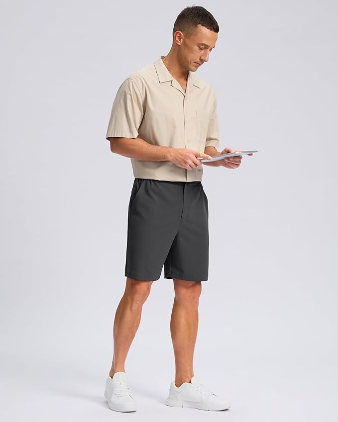 Pudolla Men's Casual Shorts 7"/9" Lightweight Golf Shorts with 3 Pockets Stretch Quick Dry Comfy Work Shorts